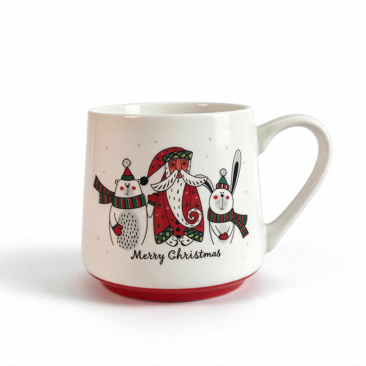 Yuletide Folk Collection – Decal Print, Base Colored Glaze Ceramic Mug Set
