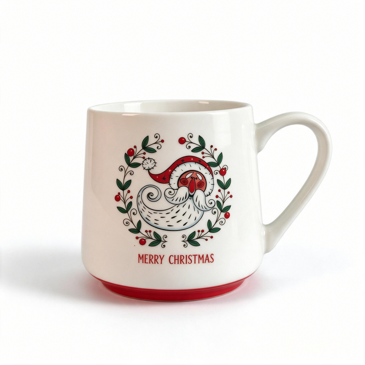 Yuletide Folk Collection – Decal Print, Base Colored Glaze Ceramic Mug Set