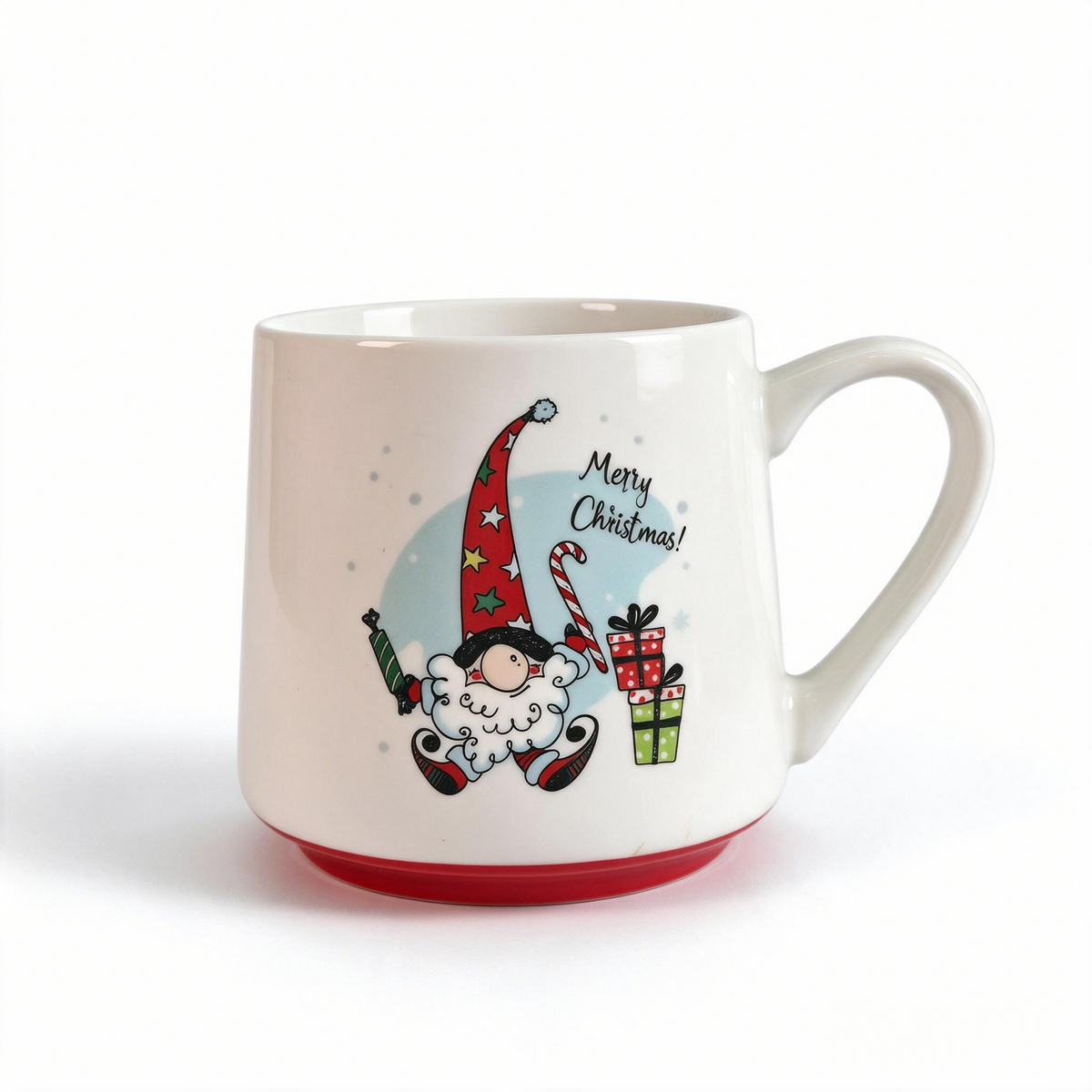 Yuletide Folk Collection – Decal Print, Base Colored Glaze Ceramic Mug Set