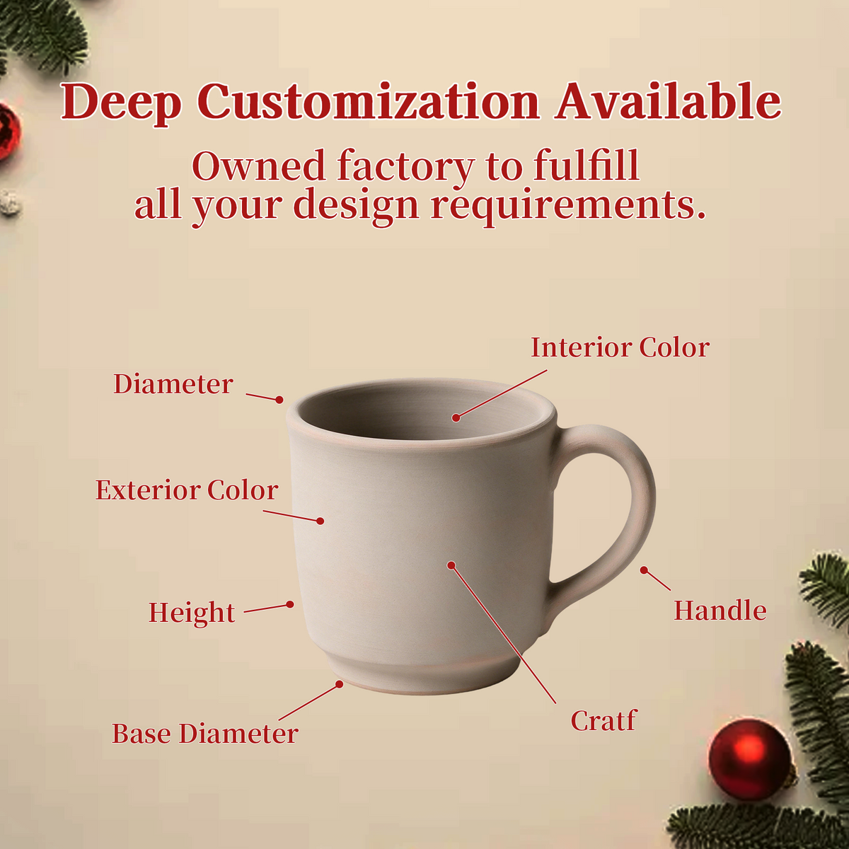 Knit Hearth Collection – Embossed Texture, Decal Print Ceramic Mug Set