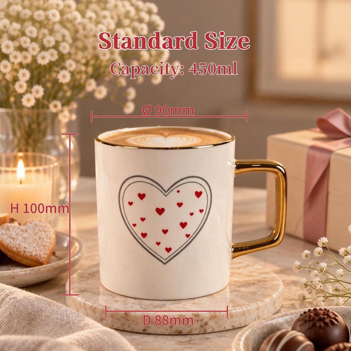 Lover’s Verse Collection – Single‑Side Registered Screen Printing, Electro‑plated Ceramic Mug Set