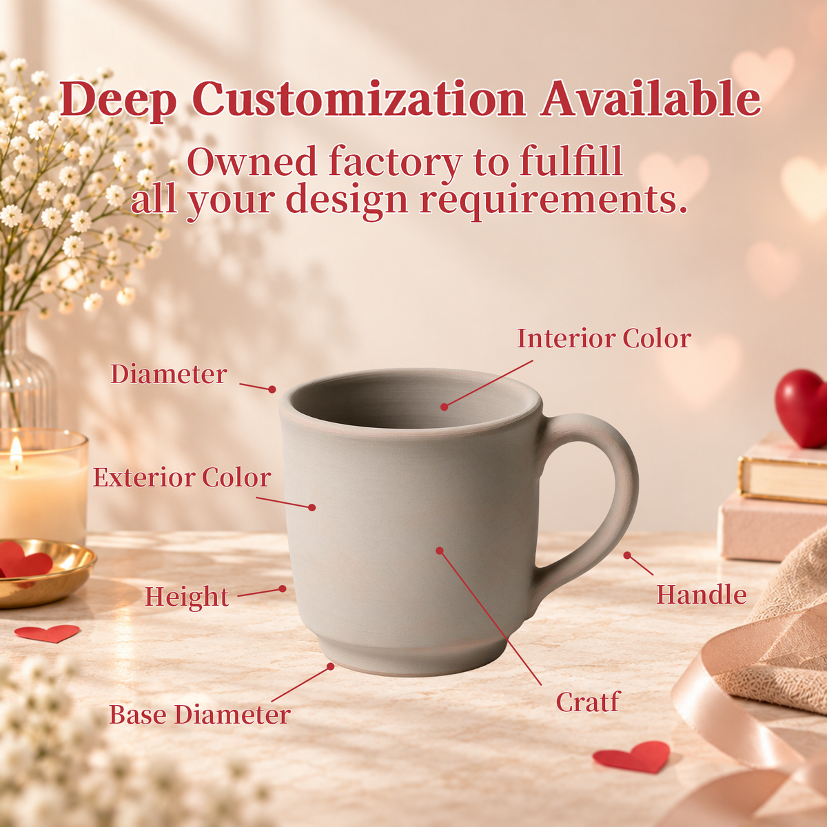 Lover’s Verse Collection – Single‑Side Registered Screen Printing, Electro‑plated Ceramic Mug Set