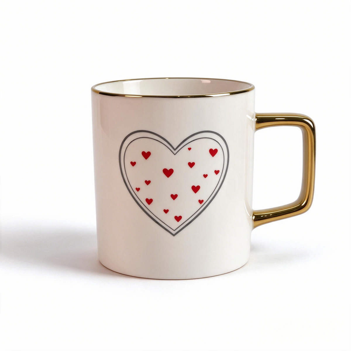 Lover’s Verse Collection – Single‑Side Registered Screen Printing, Electro‑plated Ceramic Mug Set