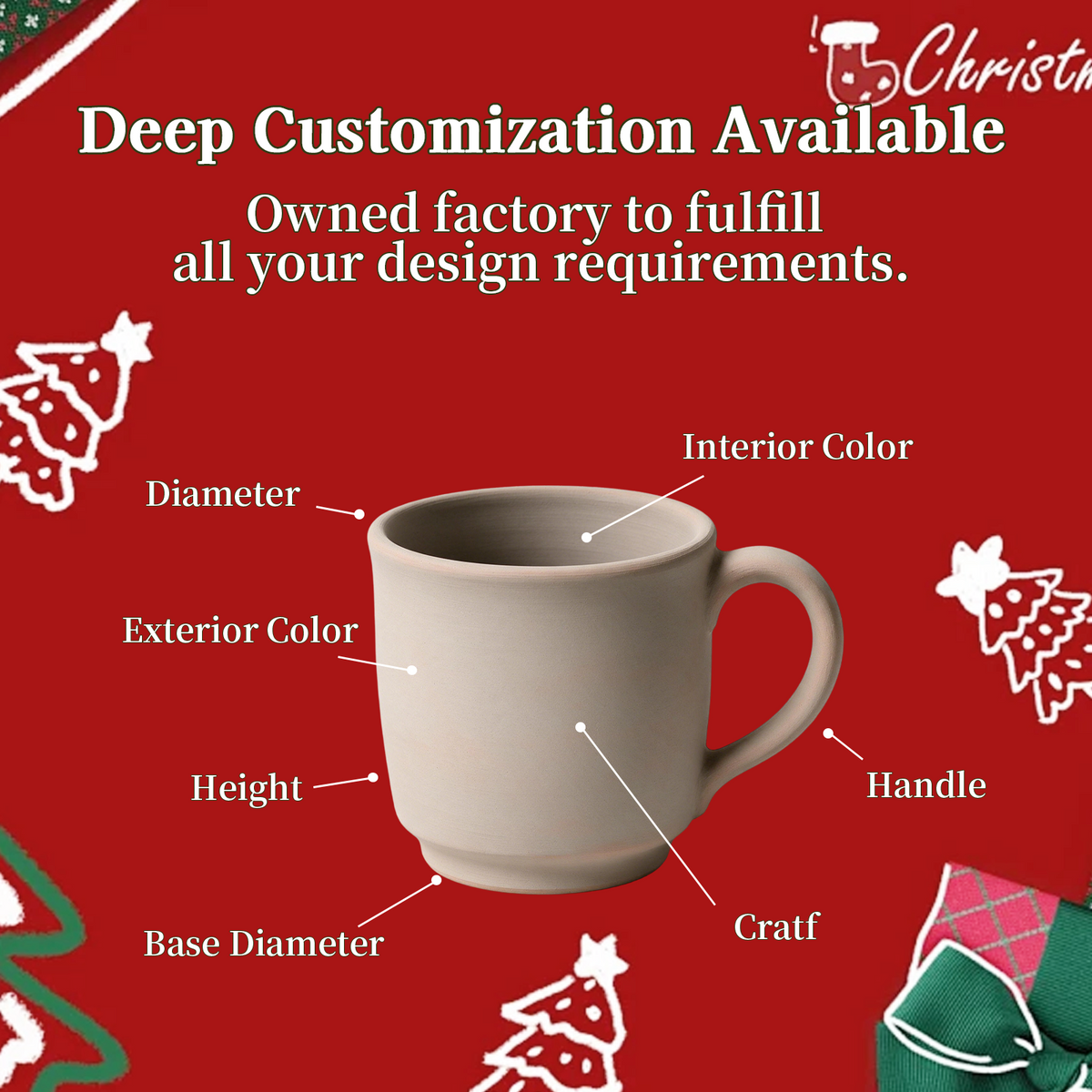 Jolly Jingles Collection – All-over Registered Screen Printing, Speckled Glaze, Colored Rim Ceramic Mug Set