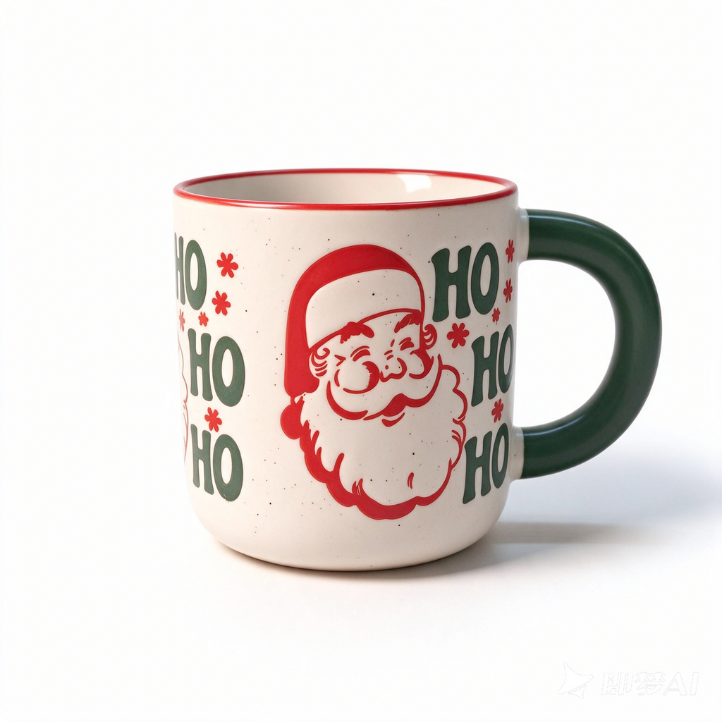 Jolly Jingles Collection – All-over Registered Screen Printing, Speckled Glaze, Colored Rim Ceramic Mug Set