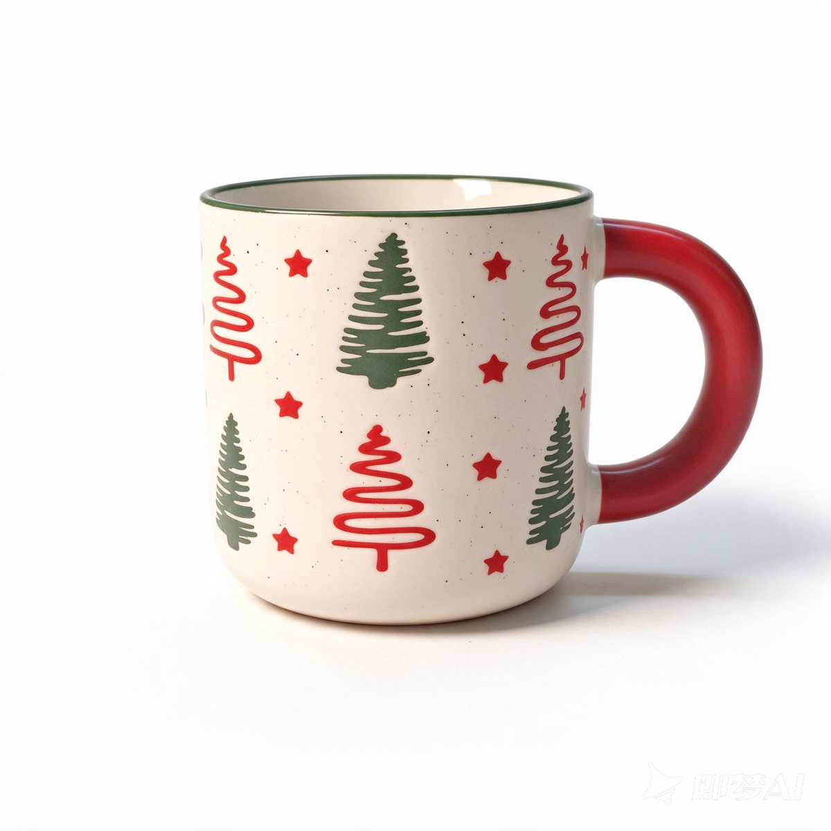 Jolly Jingles Collection – All-over Registered Screen Printing, Speckled Glaze, Colored Rim Ceramic Mug Set