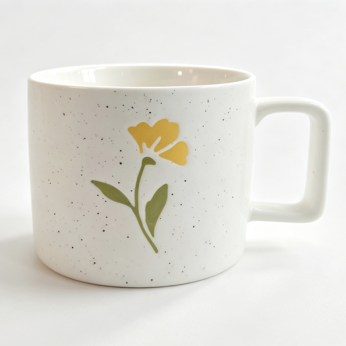 Meadow Bloom Collection – Matte Single-Side Registered Screen Printing, All-over Speckled Ceramic Mug Set
