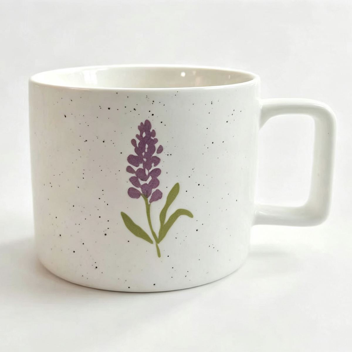 Meadow Bloom Collection – Matte Single-Side Registered Screen Printing, All-over Speckled Ceramic Mug Set