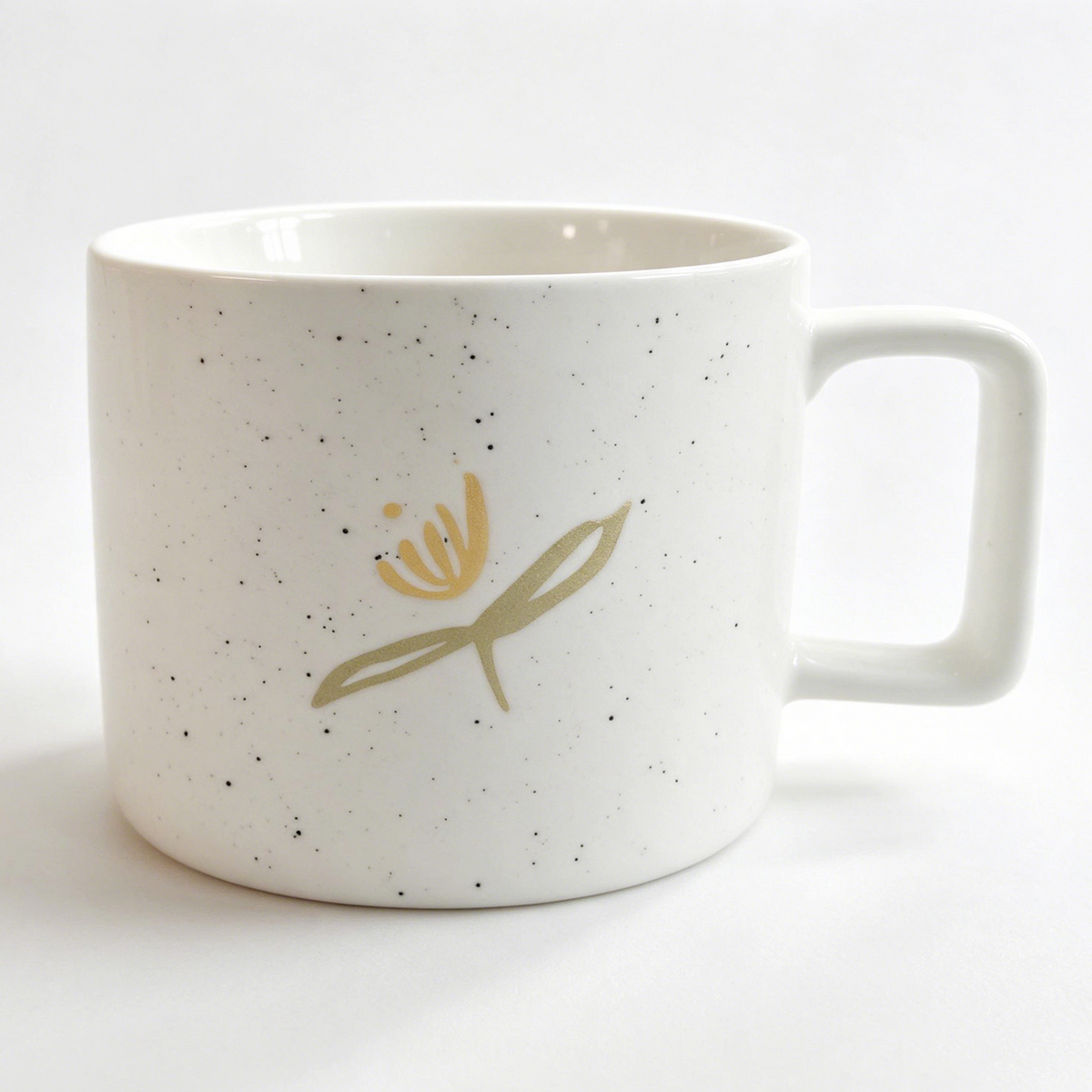 Meadow Bloom Collection – Matte Single-Side Registered Screen Printing, All-over Speckled Ceramic Mug Set