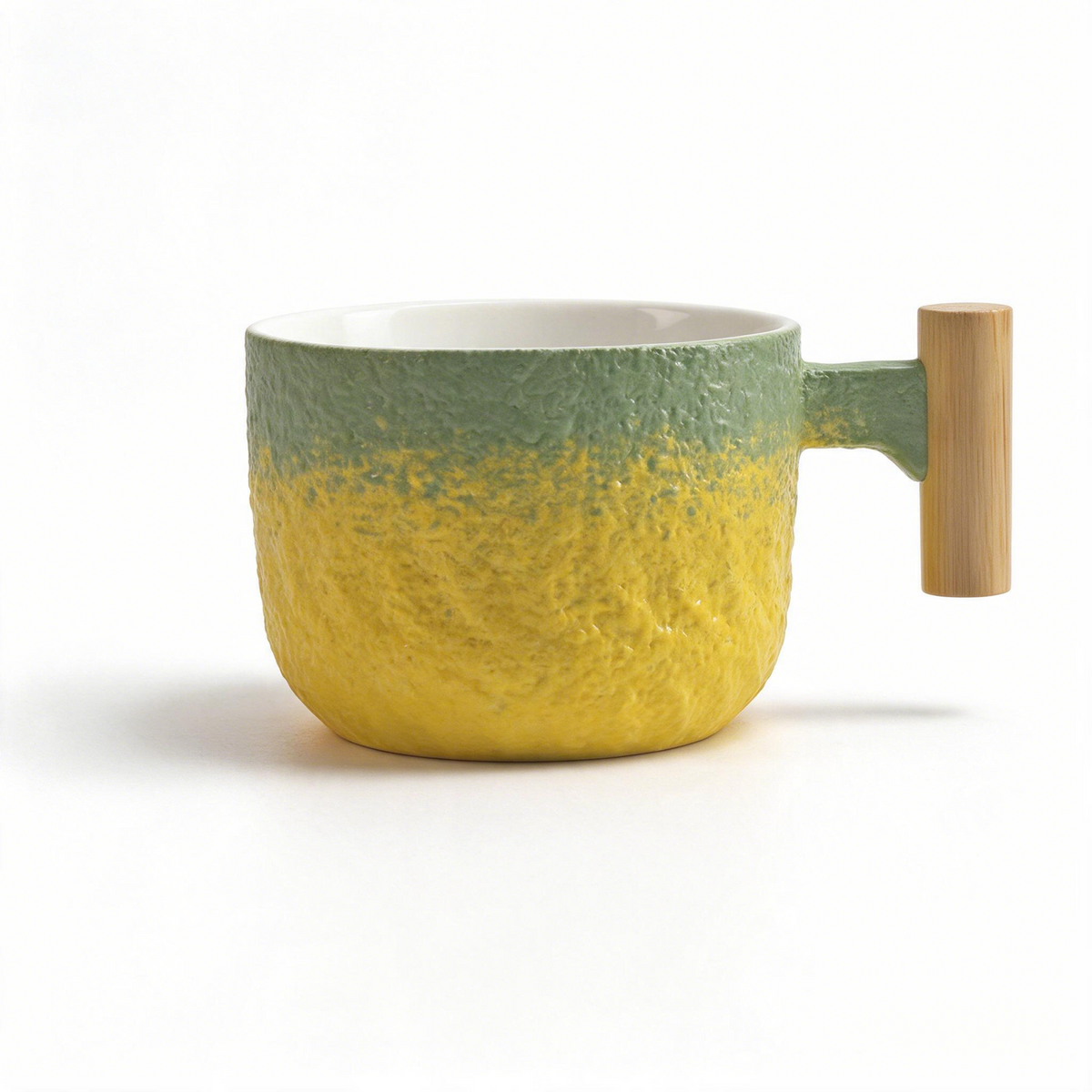 Ridge Glaze Collection – Sprayed Glaze, Wooden Handle Ceramic Mug Set
