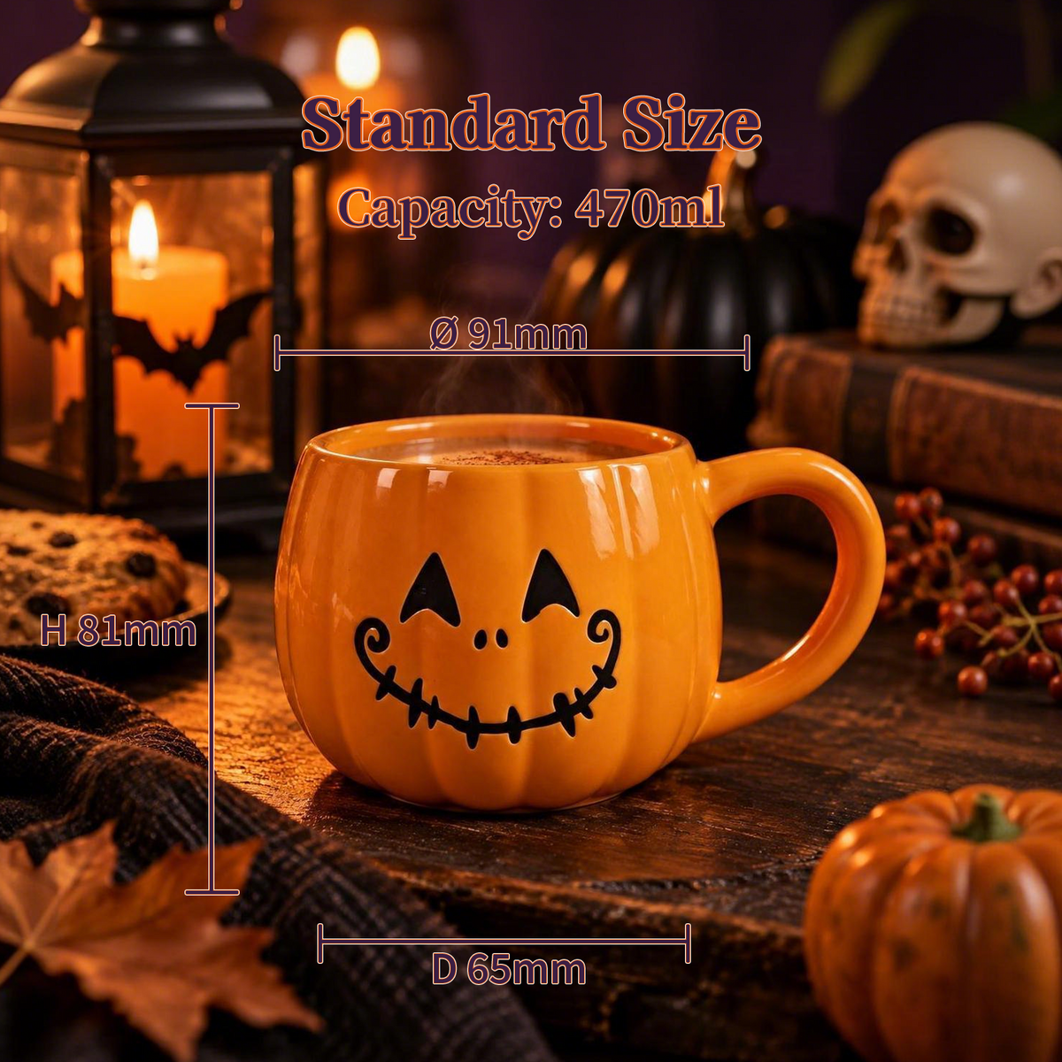 Jack‑O‑Grin Collection – Single‑Side Screen Printing, Colored Glaze Ceramic Mug Set