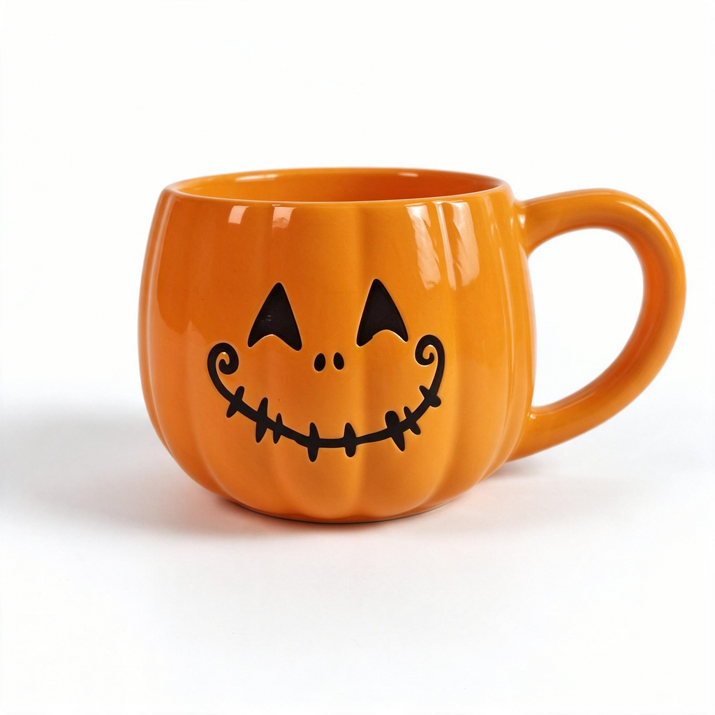 Jack‑O‑Grin Collection – Single‑Side Screen Printing, Colored Glaze Ceramic Mug Set