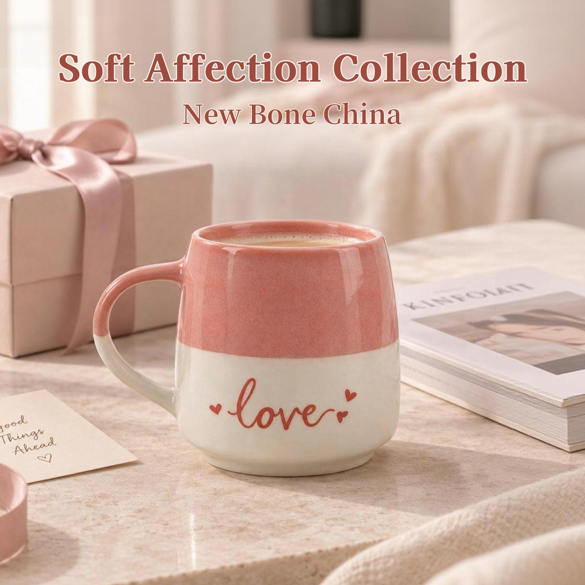 Soft Affection Collection – Screen Printing, Reactive Glaze, Exposed Bisque Ceramic Mug Set