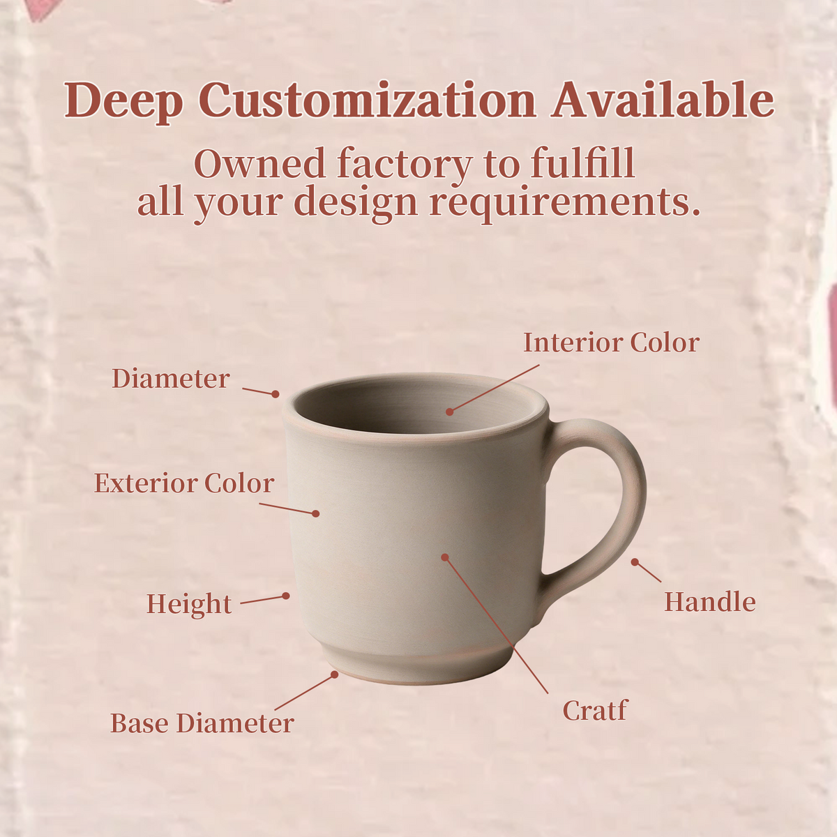 Soft Affection Collection – Screen Printing, Reactive Glaze, Exposed Bisque Ceramic Mug Set
