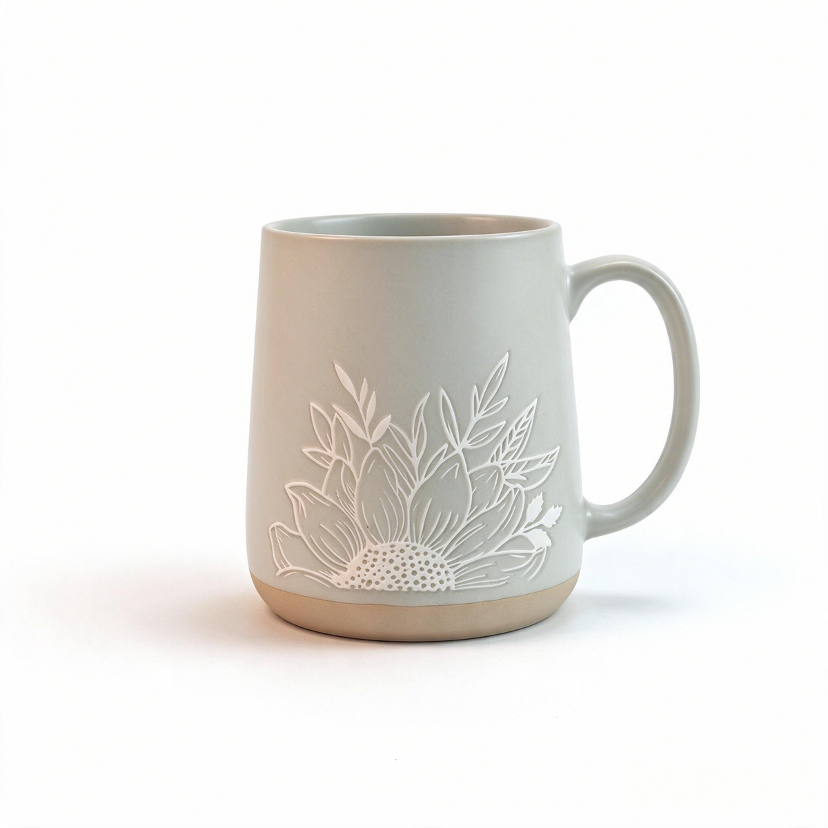 Sunlit Petal Collection – Matte Glaze, Single‑Side Screen Printing, Base‑Dipped Slip Ceramic Mug Set