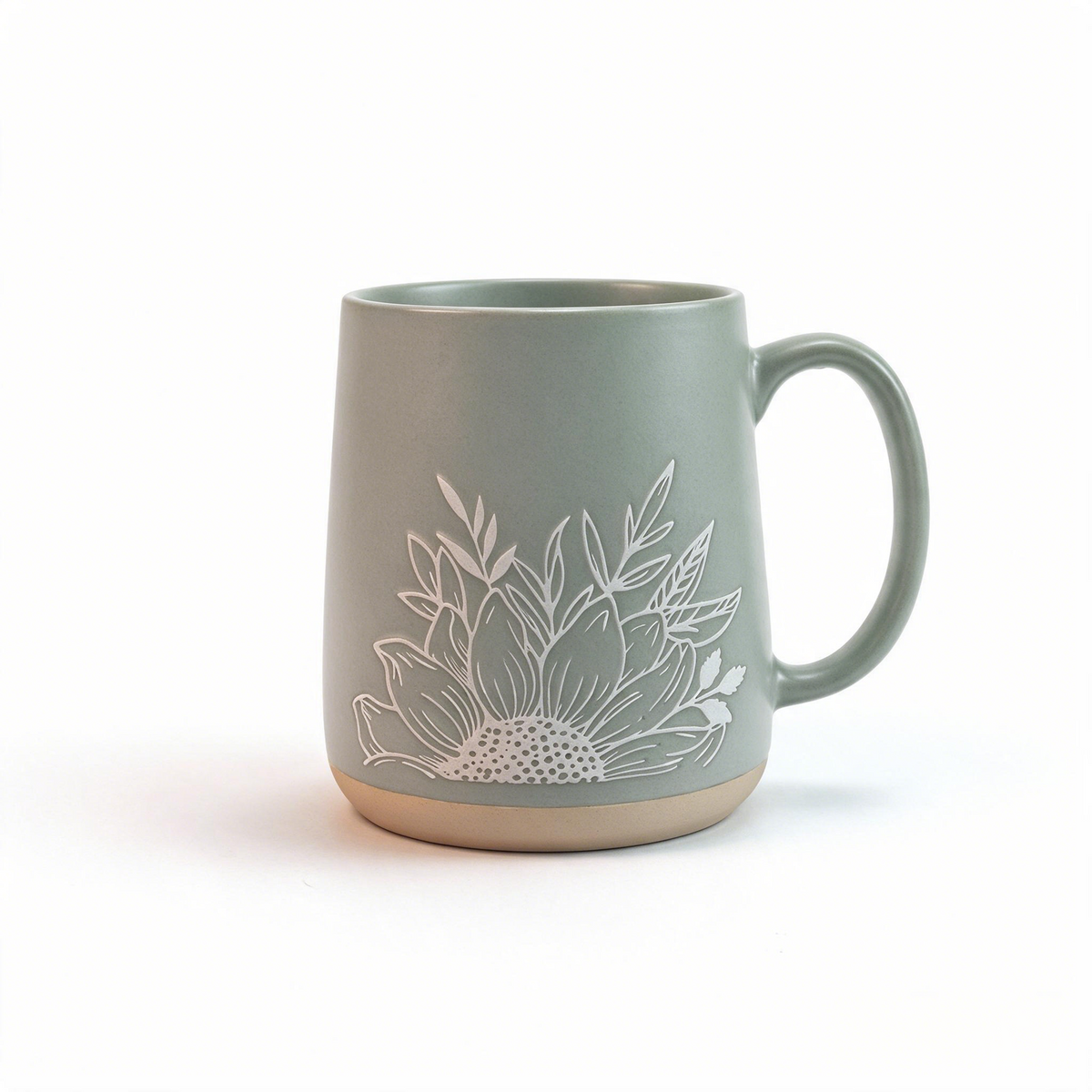 Sunlit Petal Collection – Matte Glaze, Single‑Side Screen Printing, Base‑Dipped Slip Ceramic Mug Set