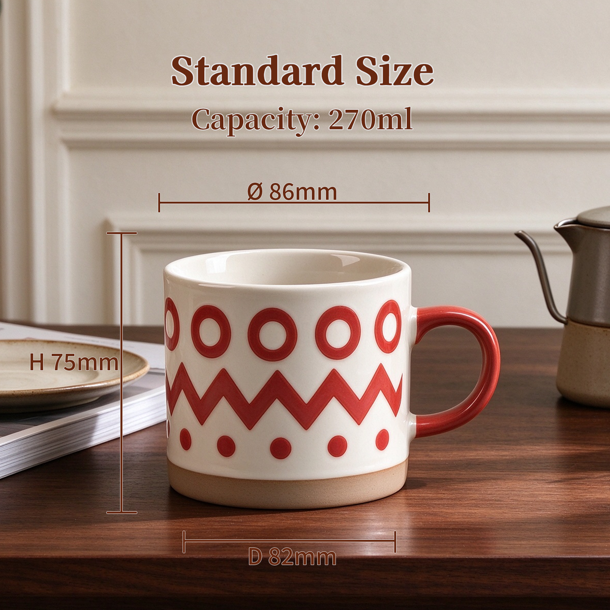 Geo Rhythm Collection – Full-Body Screen Printing & Base Dipped Slip Ceramic Mug Set