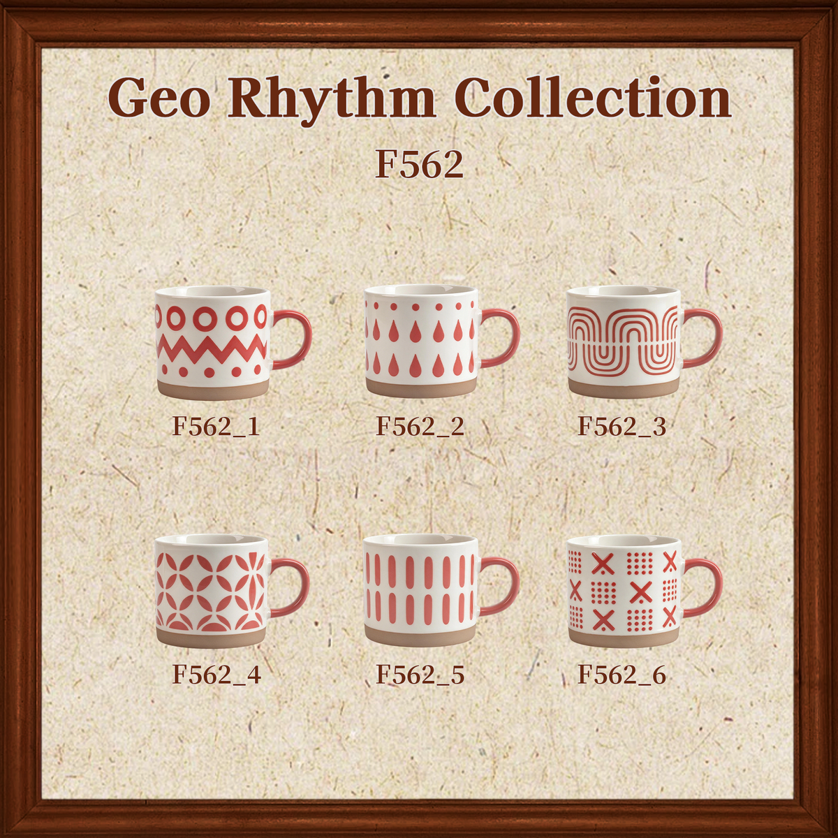 Geo Rhythm Collection – Full-Body Screen Printing & Base Dipped Slip Ceramic Mug Set