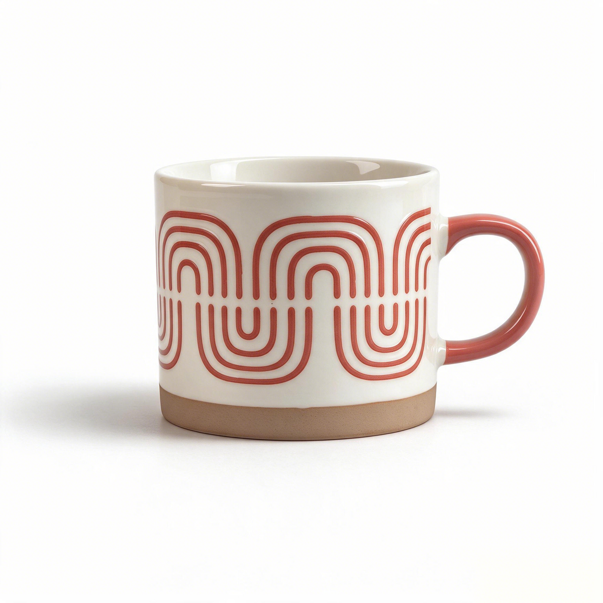 Geo Rhythm Collection – Full-Body Screen Printing & Base Dipped Slip Ceramic Mug Set