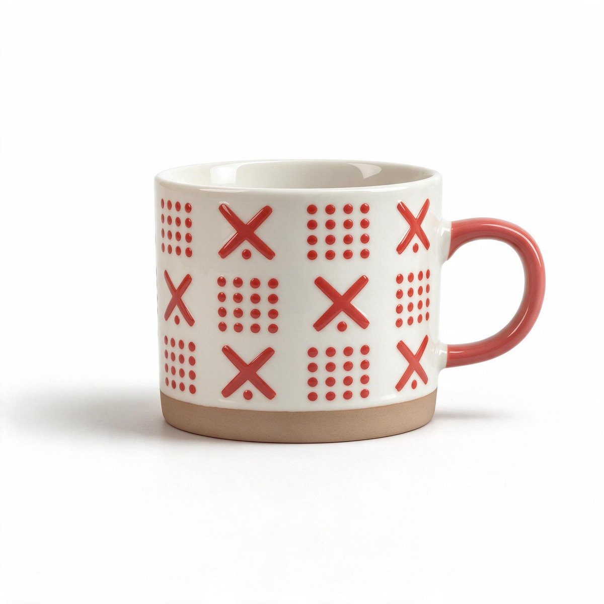 Geo Rhythm Collection – Full-Body Screen Printing & Base Dipped Slip Ceramic Mug Set
